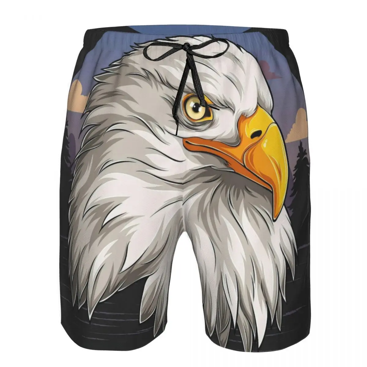 Eagle Hlavu S Americkou Vlajkou Vzor pánske Plážové Šortky Fitness Rýchle sušenie Plavky Zábavné Ulici Zábavnej 3D Šortky . ' - ' . 0