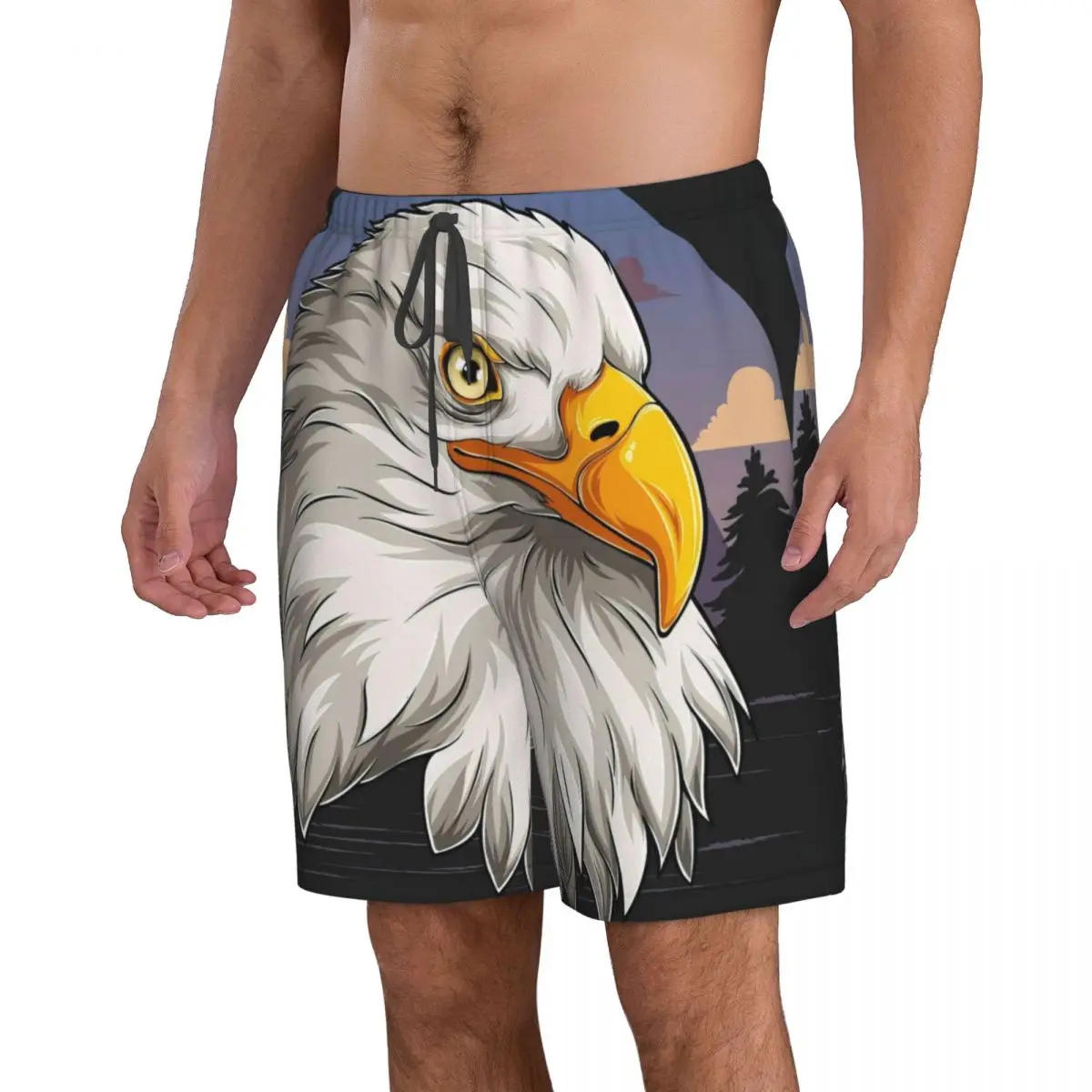 Eagle Hlavu S Americkou Vlajkou Vzor pánske Plážové Šortky Fitness Rýchle sušenie Plavky Zábavné Ulici Zábavnej 3D Šortky . ' - ' . 2