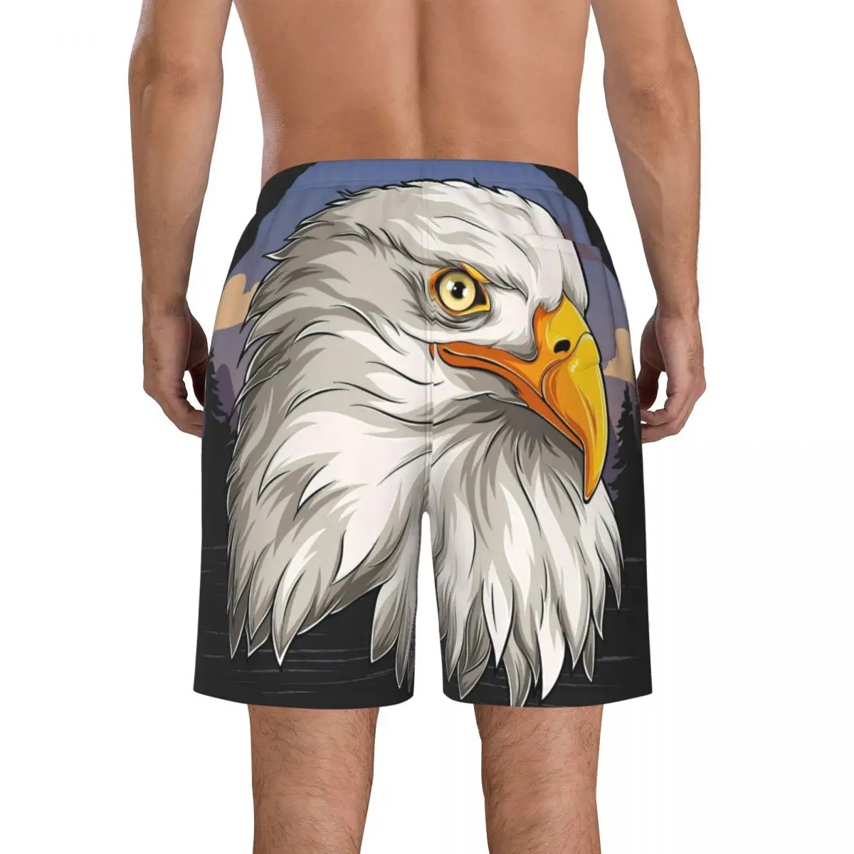 Eagle Hlavu S Americkou Vlajkou Vzor pánske Plážové Šortky Fitness Rýchle sušenie Plavky Zábavné Ulici Zábavnej 3D Šortky . ' - ' . 3