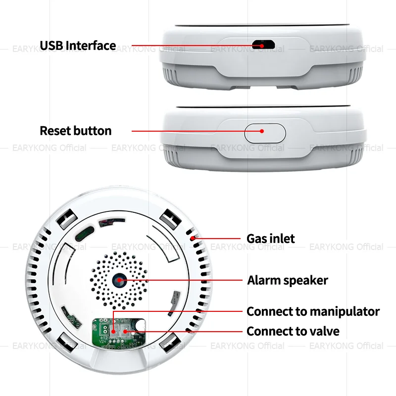 EARYKONG Bezdrôtové pripojenie na Zemný Plyn, Snímač Horľavé Domácnosti Smart LPG Plyn Alarm Detektor Úniku Snímač Teploty Detektory . ' - ' . 3