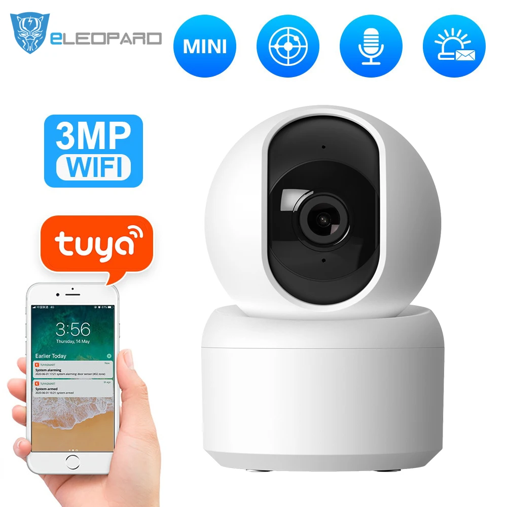 ELEOPARD 3MP Tuya Smart Mini WiFi IP Vnútorné Zabezpečenia Bezdrôtovej Domácej CCTV Kamera S Automatickým Sledovaním . ' - ' . 0