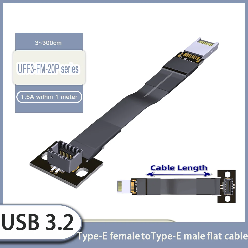 F9T-F6A USB 3.2 Vnútorný 20kolíkový USB Typ-E Mužského Typu-E Ženy Predný Panel Zásuvky Rozšírenie Ploché Stužkový Kábel s dierou . ' - ' . 0