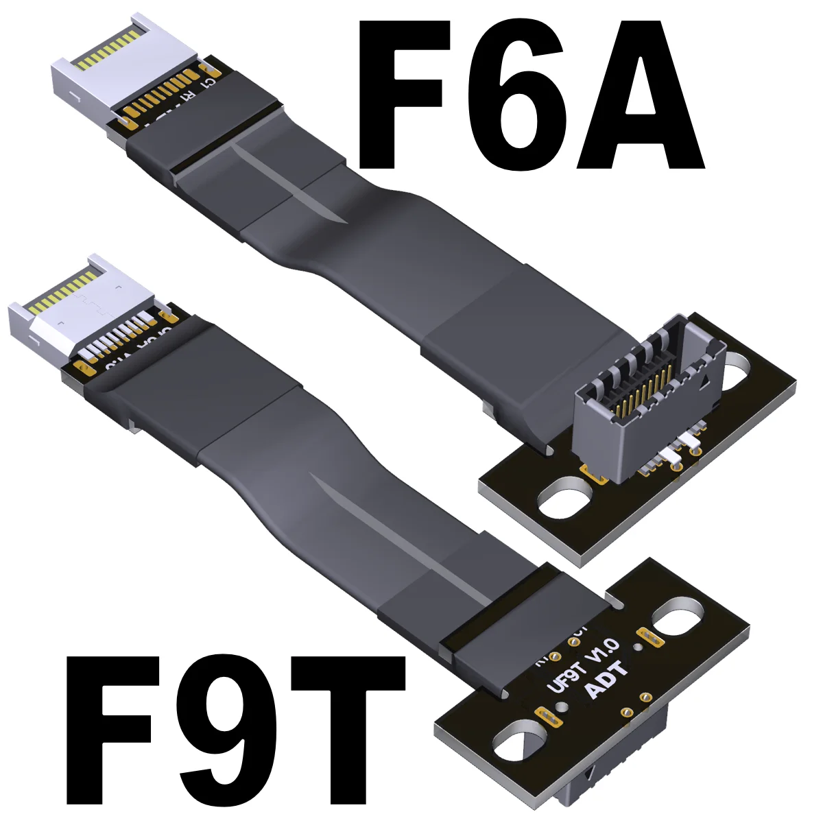 F9T-F6A USB 3.2 Vnútorný 20kolíkový USB Typ-E Mužského Typu-E Ženy Predný Panel Zásuvky Rozšírenie Ploché Stužkový Kábel s dierou . ' - ' . 1
