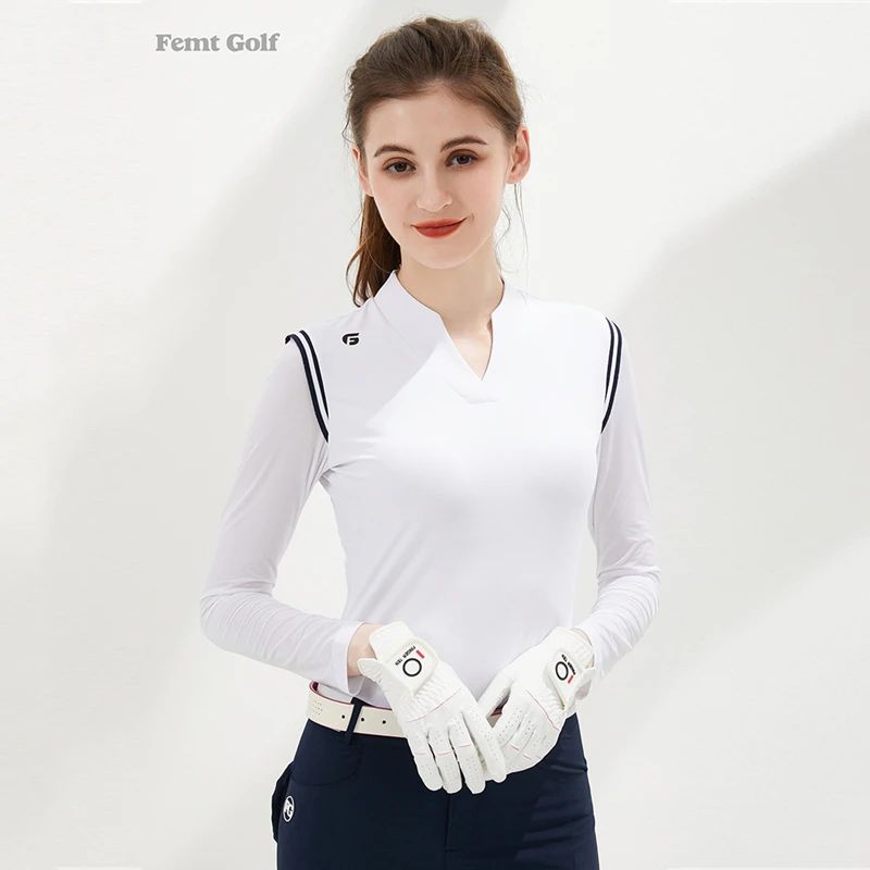 FG Golf Ženy Oblečenie na Jar Ice Hodváb Dlhý Rukáv T-shirt tvaru opaľovací Krém Vrchole Letné Priedušná Tenké Elastické Golfové Tričko . ' - ' . 3