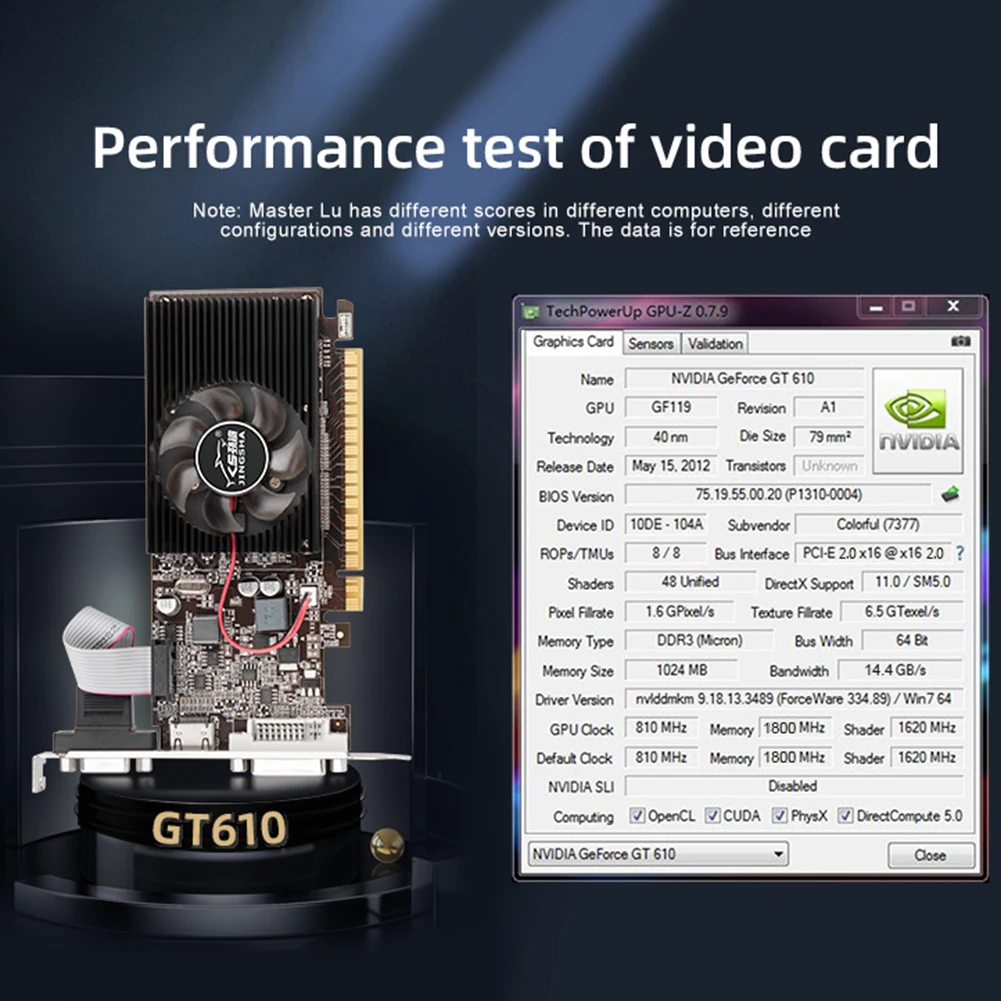 GT610, grafické Karty, 810MHZ DDR3 1GB Grafika grafická Karta HD VGA DVI Rozhranie Náhradné Príslušenstvo na Ploche Počítača Hra . ' - ' . 2