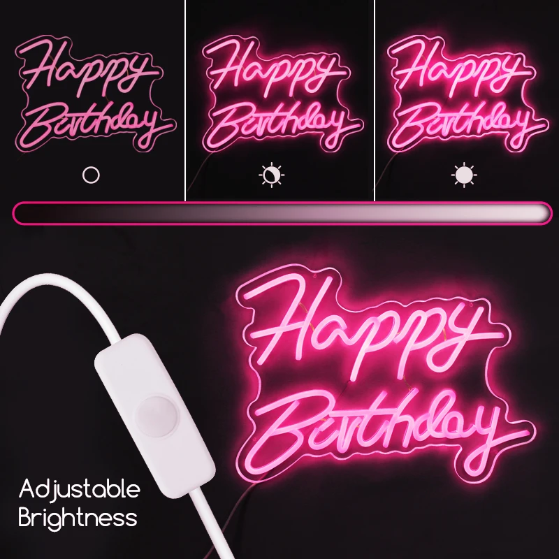 Happy Birthday LED Neon Vlastné Nočné Svetlo Znamení Narodeninovej Party Dekorácie Narodeninám Darčeky pre malé Deti na Oslavu Hráč Tag . ' - ' . 2