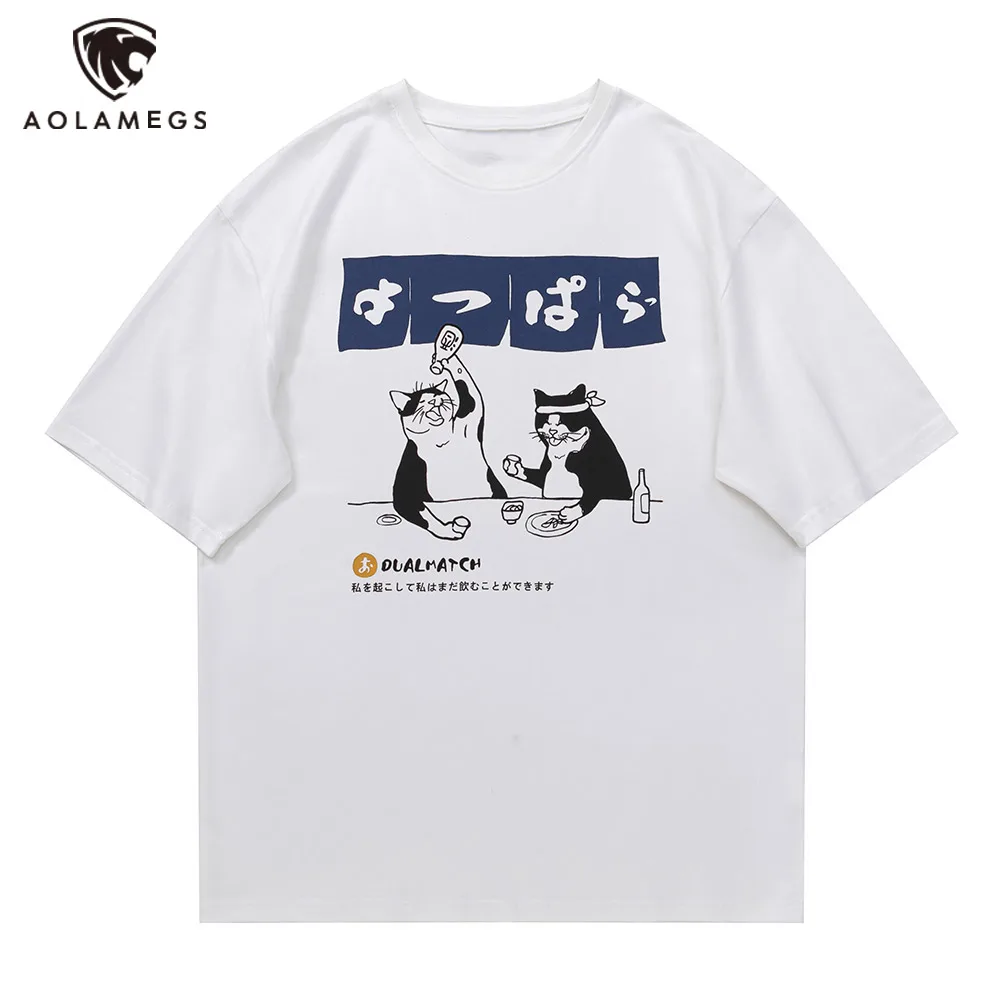 Harajuku Mužov Nadrozmerné T Shirt Japonské Kreslené Mačky TShirts Ležérne Módne Jednoduché Y2K Tees Hip Hop Mužské Oblečenie, Streetwear . ' - ' . 0