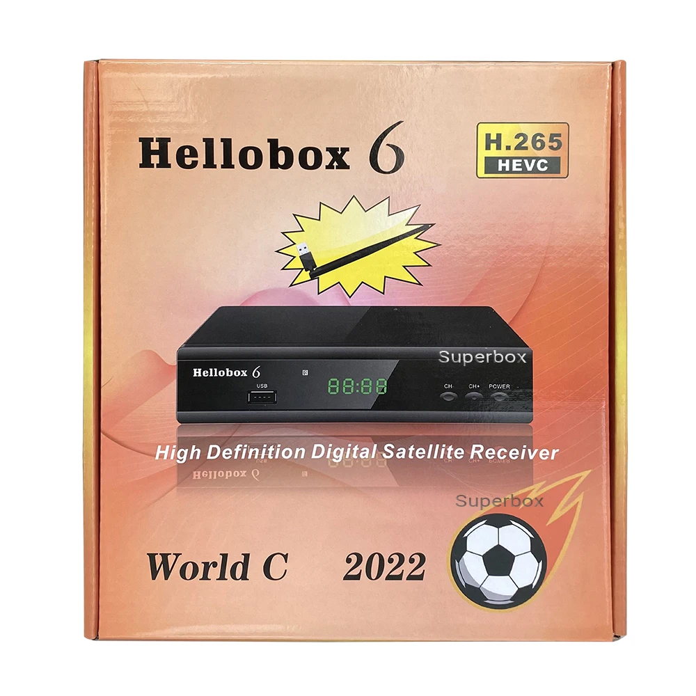 Hellobox 6 Satelitný Prijímač Podporu H. 265 HEVC T2MI USB WiFi Auto Powervu Cline Comptatible V5 Plus Hellobox6 . ' - ' . 1