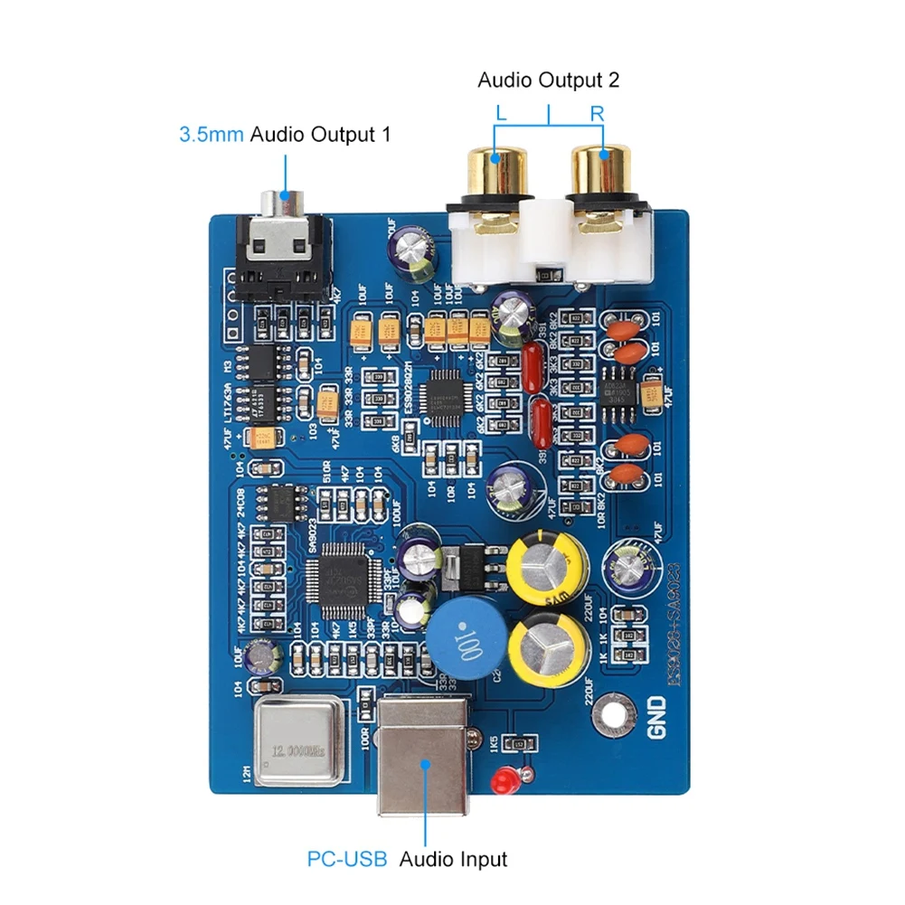 HIFI Audio ES9028Q2M SA9023 USB DAC Dekodér Rada Externé Zvukové Karty Podpora 24Bit pre Zosilňovač . ' - ' . 2