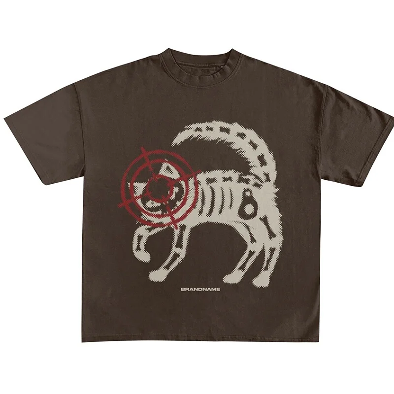 Hip-hop Y2k Mens Punk T Shirt Streetwear Mačka Vzor Tlače Gotický T-Shirt 2023 Harajuku Bežné Bavlnené Krátke Sleeve Tee Top . ' - ' . 0