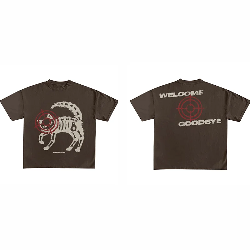 Hip-hop Y2k Mens Punk T Shirt Streetwear Mačka Vzor Tlače Gotický T-Shirt 2023 Harajuku Bežné Bavlnené Krátke Sleeve Tee Top . ' - ' . 2