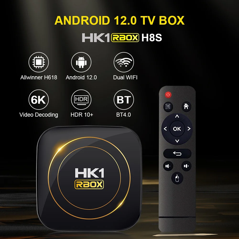 HK1 RBOX H8S Android 12.0 TV BOX 6K Ultra HD, 2.4 G/5G Wifi, 2GB 4GB 64GB Allwinner H618 Quad Core BT4.0 HDR 10 Smart Media Player . ' - ' . 1