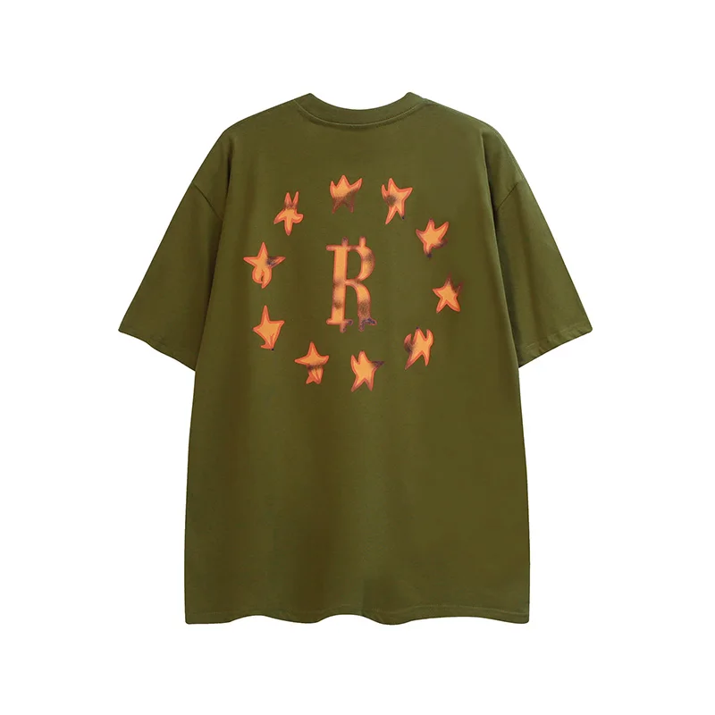 Hviezda Tlač Klasické Logo Rhude T-Shirt Zelená Čierna Biela Kvalitný Hip Hop Nadrozmerné Tee RHUDE Krátky Rukáv Vnútri Značky . ' - ' . 1
