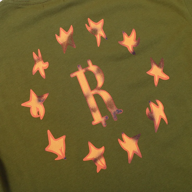 Hviezda Tlač Klasické Logo Rhude T-Shirt Zelená Čierna Biela Kvalitný Hip Hop Nadrozmerné Tee RHUDE Krátky Rukáv Vnútri Značky . ' - ' . 4