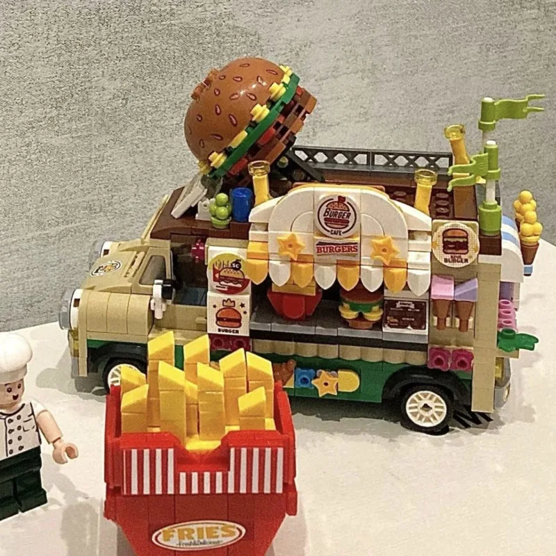 Ice Cream Truck Hamburg Pochutiny, Cukrovinky, Koláče Model Auta, Stavebné Bloky, Dekorácie Potravín Puzzle Montáž Tehly detské Hračky Darček . ' - ' . 2