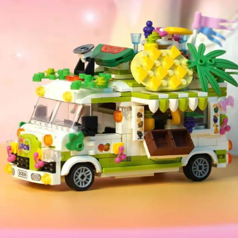 Ice Cream Truck Hamburg Pochutiny, Cukrovinky, Koláče Model Auta, Stavebné Bloky, Dekorácie Potravín Puzzle Montáž Tehly detské Hračky Darček . ' - ' . 3