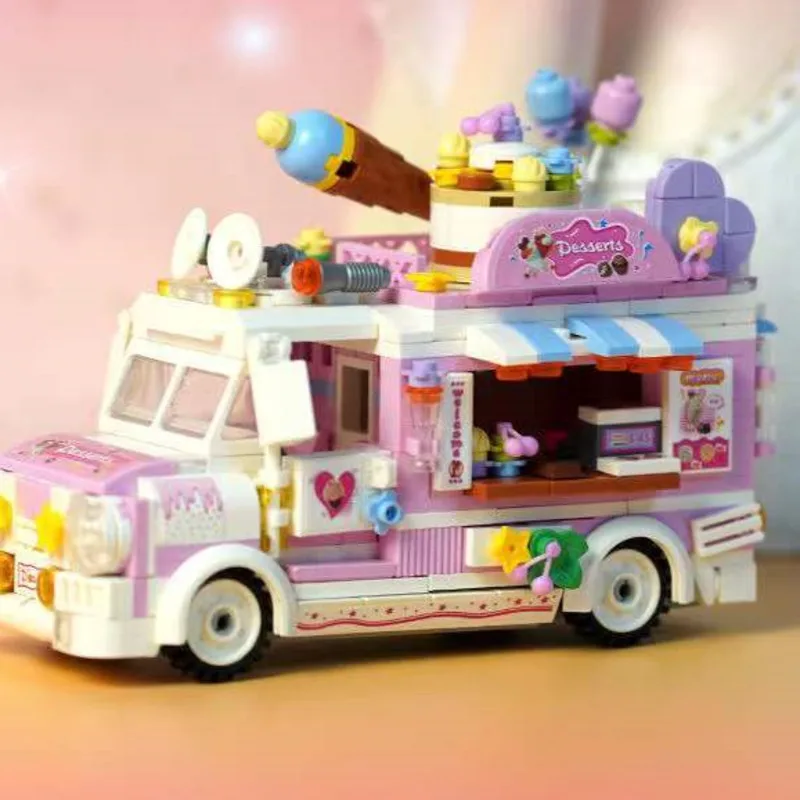 Ice Cream Truck Hamburg Pochutiny, Cukrovinky, Koláče Model Auta, Stavebné Bloky, Dekorácie Potravín Puzzle Montáž Tehly detské Hračky Darček . ' - ' . 4