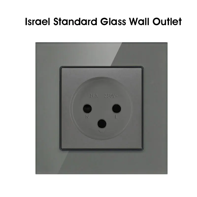 IL Izrael Eú Štandardnej Sieťovej Zásuvky Elektrickej Zásuvky Napájania Prepínač Krištáľové Sklo Panel 16A 250V Plug 3pins Pre Izrael Domov . ' - ' . 3