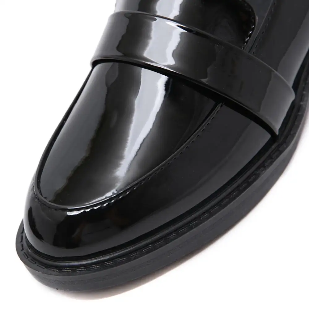 Japanned kožené topánky žena stručný pevné kolo prst british moccasins pošmyknúť na femme jeden bytov všetkých zápas oxfords mokasíny dizajn . ' - ' . 2