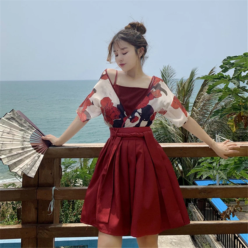 Japonský Štýl Kawaii Dievčatá Kimono Haori Šatka Sukne Oblečenie Tradičné Kvetinové Ázijské Oblečenie Yukata Šaty pre Ženy Vestidos . ' - ' . 2