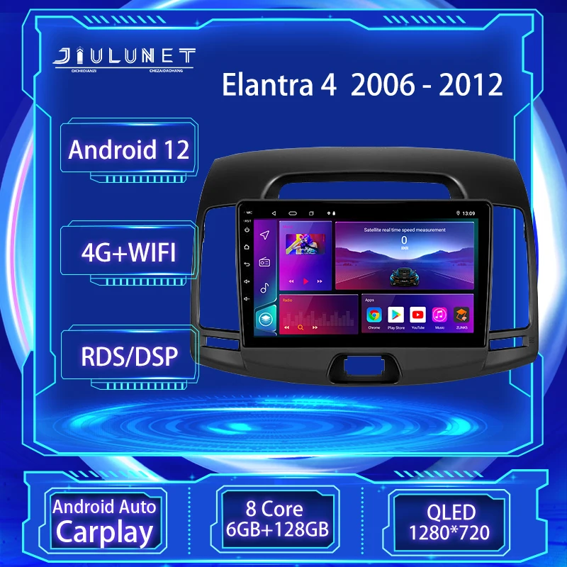 JIULUNET 8 jadro autorádia GPS Android 12 Na Hyundai Elantra 4 HD 2006 - 2012 Multimediálny Prehrávač Videa Navigáciu Carplay Auto . ' - ' . 0