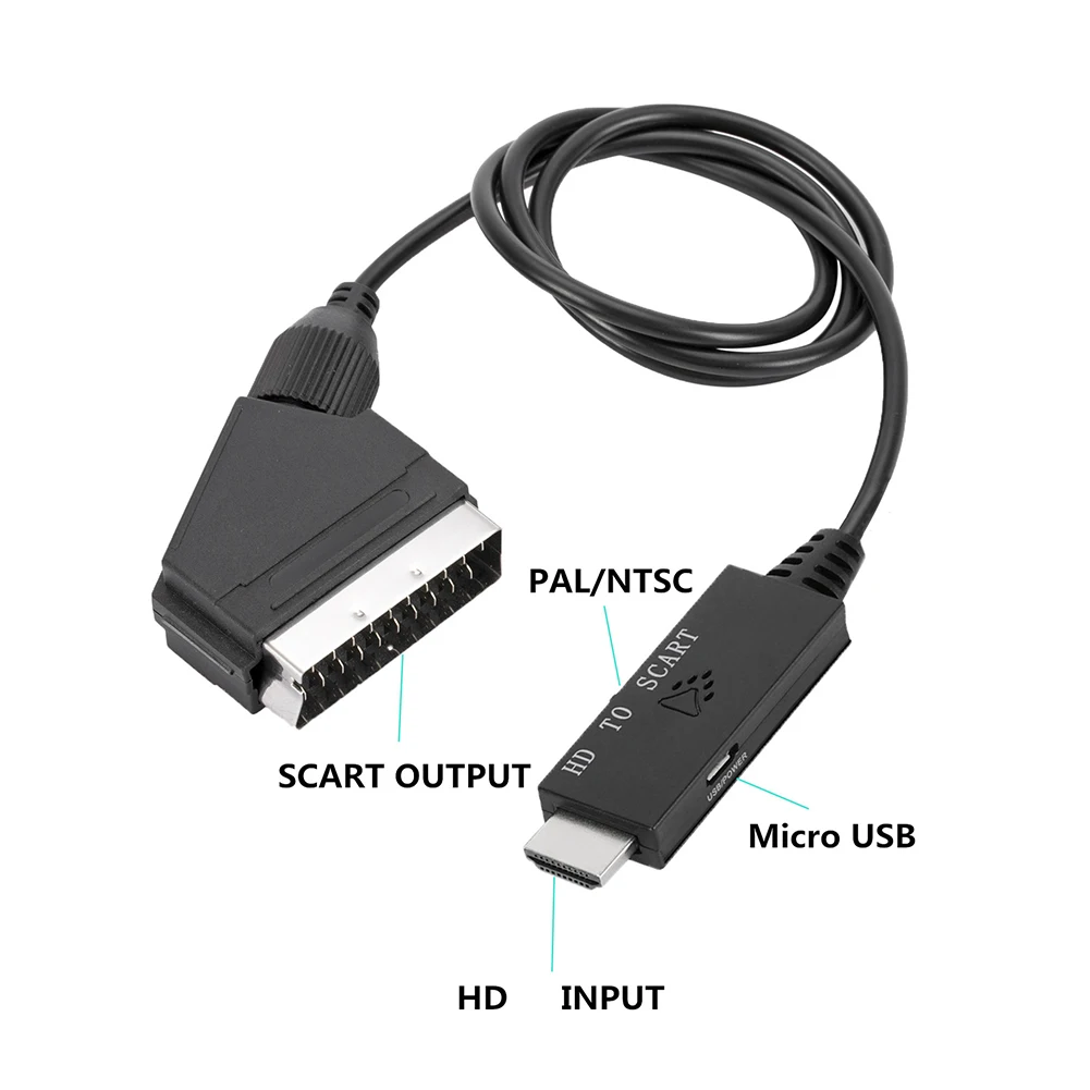 Kompatibilný s HDMI na Adaptér Scart TV, Video, Audio Upscale Converter, Nízka Spotreba Energie, Micro USB Kábel pre HDTV/DVD/Set-top Box . ' - ' . 4