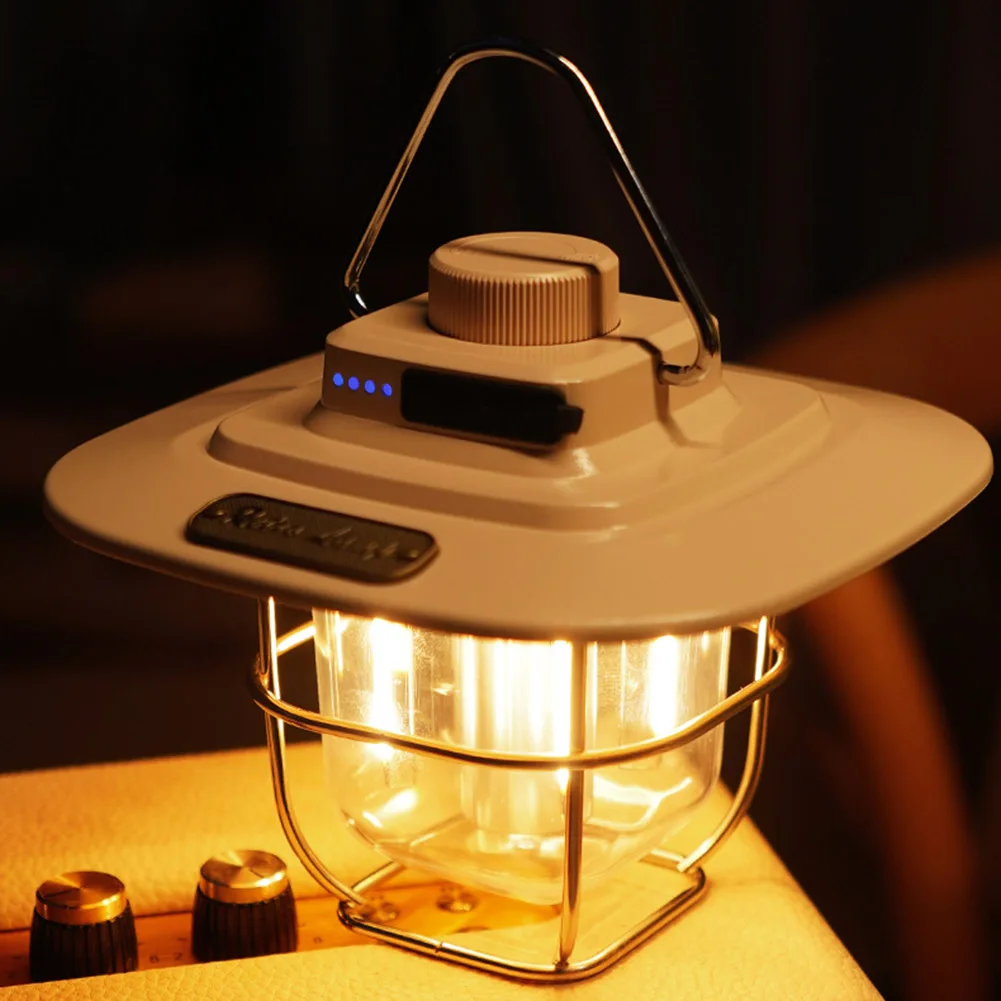 LED Záhradné Dekorácie Typ Lampy-c Nabíjanie Retro Camping Stan Osvetlenie, Indikátor stavu Batérie s Hákom Stmievateľné pre Vonkajšie Zariadenia . ' - ' . 1