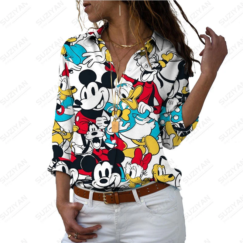 Letné Módny Trend Štýl Žien Boutique Tričko 3D Tlač Disney Donald Duck Mickey a Minnie Rozšírenej Polo Krku dámske Tričko . ' - ' . 1
