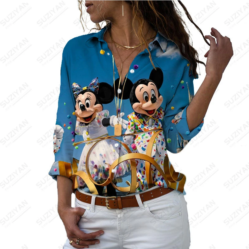 Letné Módny Trend Štýl Žien Boutique Tričko 3D Tlač Disney Donald Duck Mickey a Minnie Rozšírenej Polo Krku dámske Tričko . ' - ' . 2
