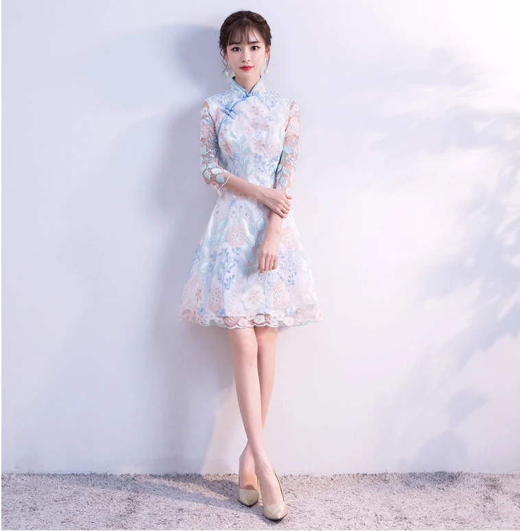 Letné Svadobné Party Cheongsam Čínskej Tradičnej Dámske Elegantné Slim Qipao Večerné Šaty Sexy Mini Šaty, Retro Vestidos S-XXL . ' - ' . 3