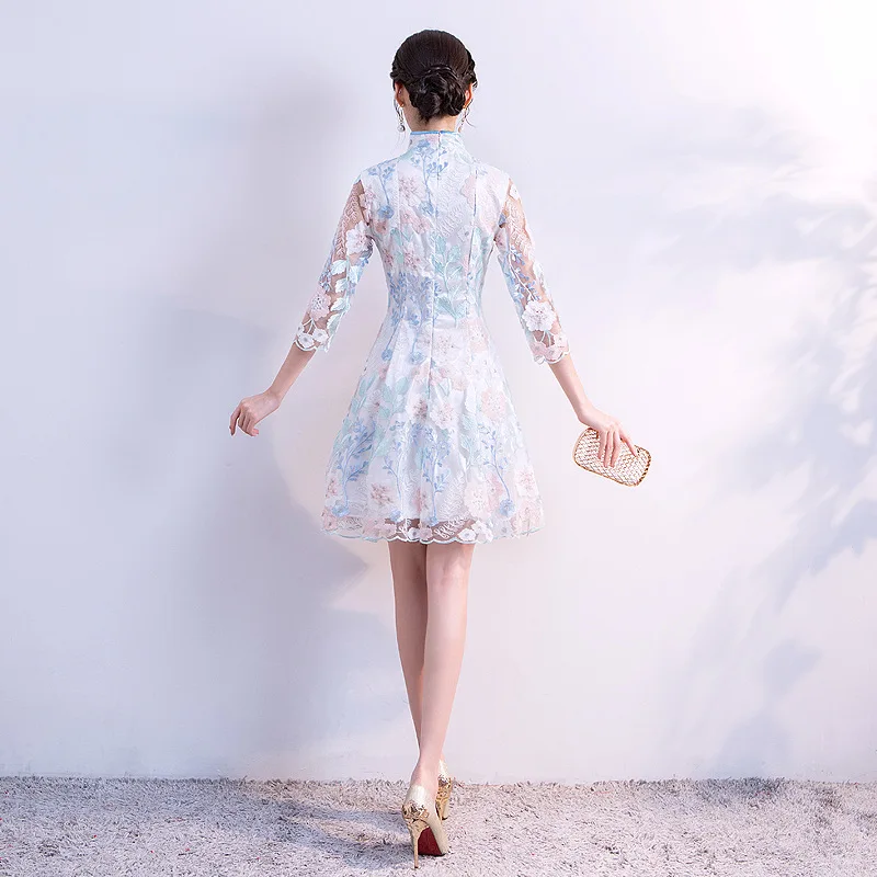 Letné Svadobné Party Cheongsam Čínskej Tradičnej Dámske Elegantné Slim Qipao Večerné Šaty Sexy Mini Šaty, Retro Vestidos S-XXL . ' - ' . 4