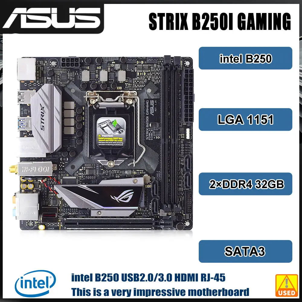 LGA 1151 MINI ITX základná Doska Asus ROG STRIX B250I HERNÉ Intel B250 Doske DDR4 32GB PCI-E 3.0 USB3.0 HDMI Pre 6/7Gen cpu . ' - ' . 0