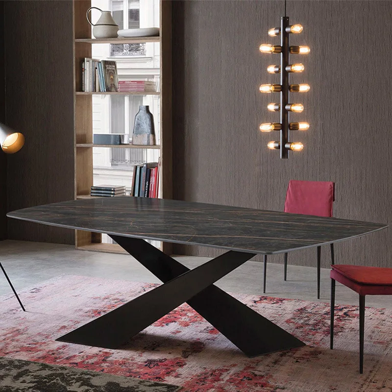 Luxusné minimalistický bridlice jedálenský stôl Moderný minimalistický malý rodinný model izba obdĺžnikový Nordic dizajnér jedálenský stôl . ' - ' . 0