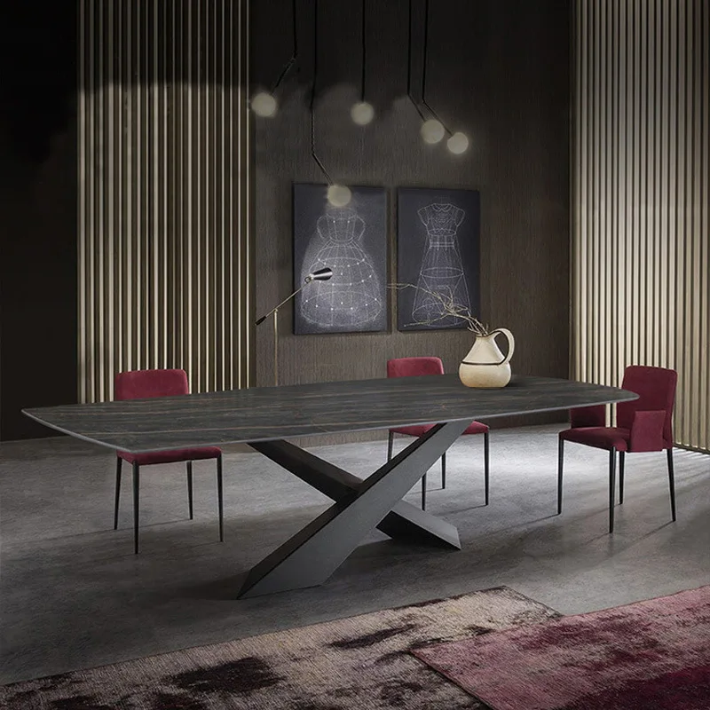 Luxusné minimalistický bridlice jedálenský stôl Moderný minimalistický malý rodinný model izba obdĺžnikový Nordic dizajnér jedálenský stôl . ' - ' . 2