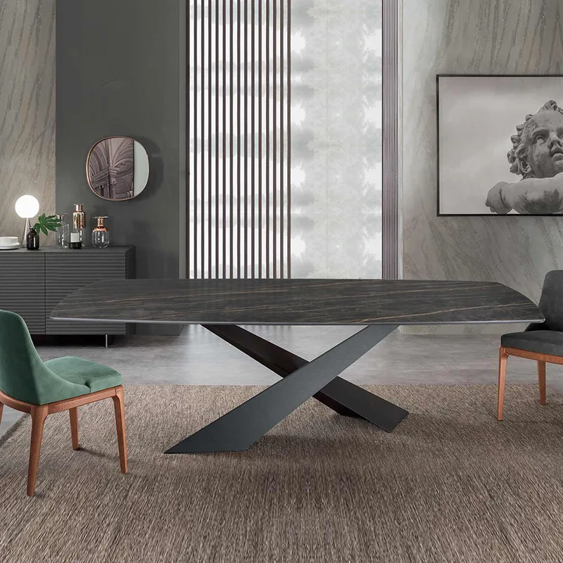 Luxusné minimalistický bridlice jedálenský stôl Moderný minimalistický malý rodinný model izba obdĺžnikový Nordic dizajnér jedálenský stôl . ' - ' . 3
