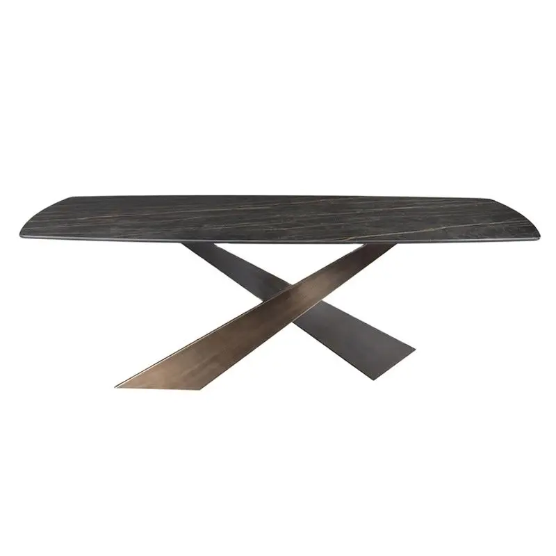Luxusné minimalistický bridlice jedálenský stôl Moderný minimalistický malý rodinný model izba obdĺžnikový Nordic dizajnér jedálenský stôl . ' - ' . 4