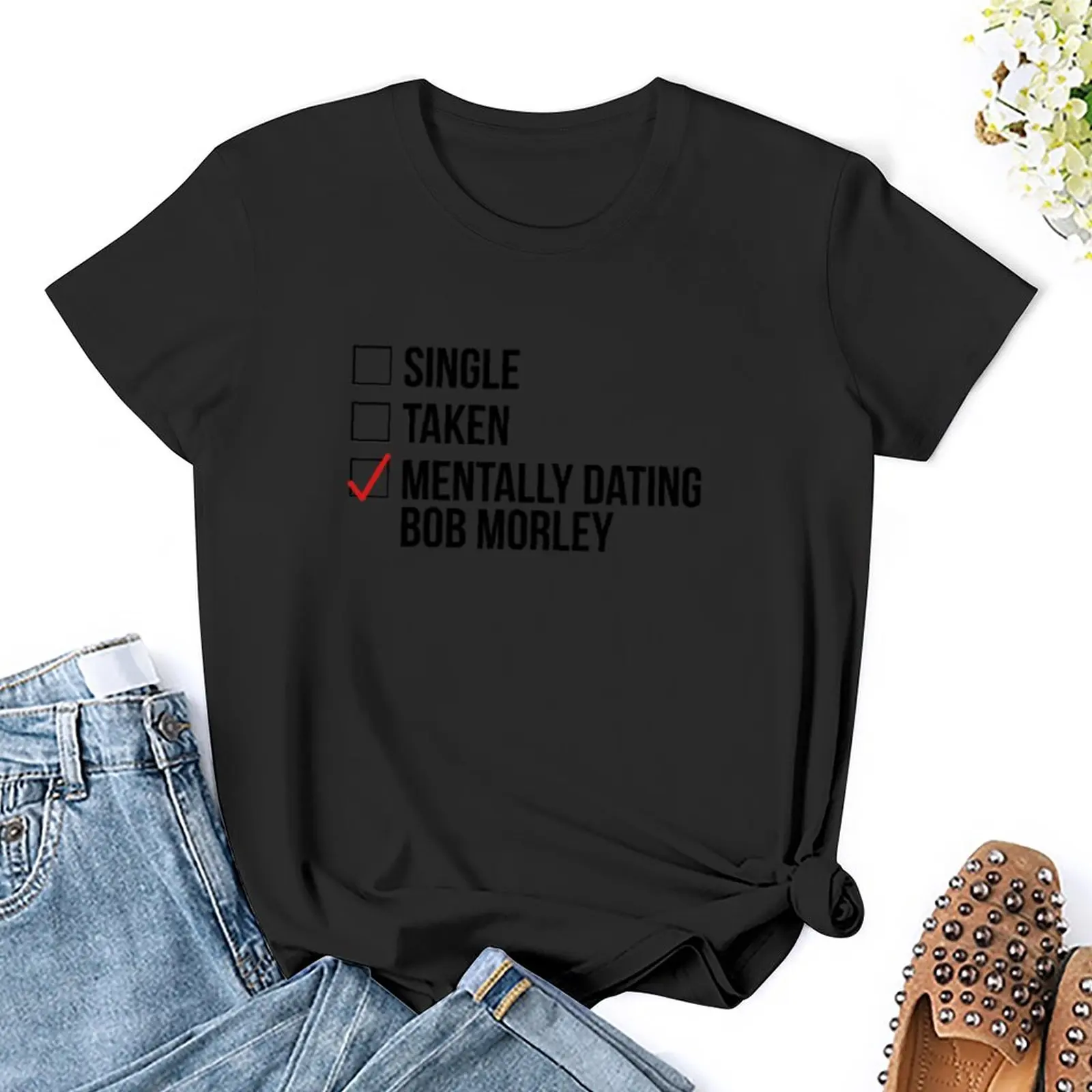 MENTÁLNE DATOVANIA BOB MORLEY T-Shirt grafické t košele roztomilý topy, Blúzky, Ženy oblečenie . ' - ' . 2