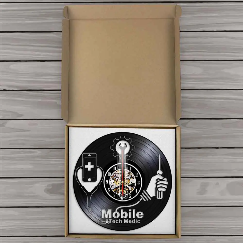Mobile Tech Medic Nástenné Hodiny Moderný Dizajn Black Závesné Nástenné Hodinky Osobnosti Wall Art Decor Pre Mobilný Telefón Obchod . ' - ' . 5