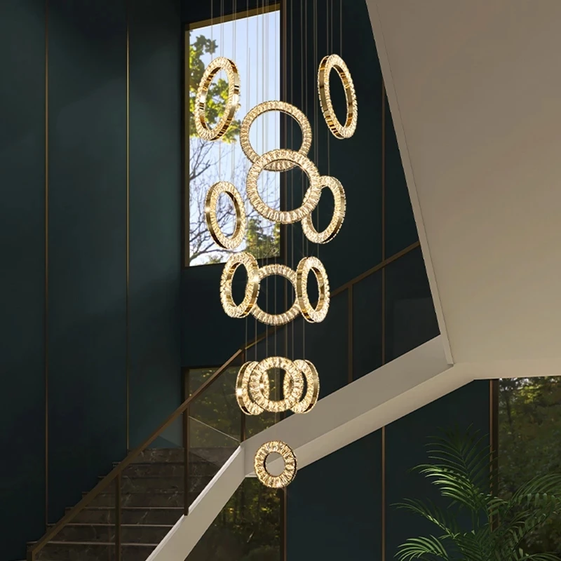 Moderné Luxusné Crystal LED Luster pre Schodisko Zlato Dlho Tvorivé lustre Jedáleň, Kuchyňa Interiérové Svietidlá . ' - ' . 0