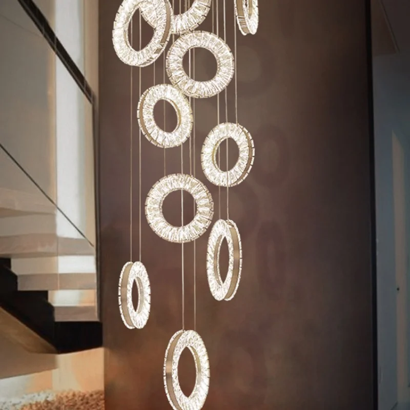 Moderné Luxusné Crystal LED Luster pre Schodisko Zlato Dlho Tvorivé lustre Jedáleň, Kuchyňa Interiérové Svietidlá . ' - ' . 1