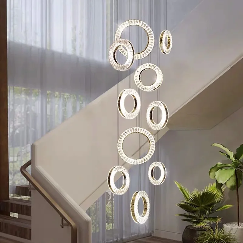 Moderné Luxusné Crystal LED Luster pre Schodisko Zlato Dlho Tvorivé lustre Jedáleň, Kuchyňa Interiérové Svietidlá . ' - ' . 2