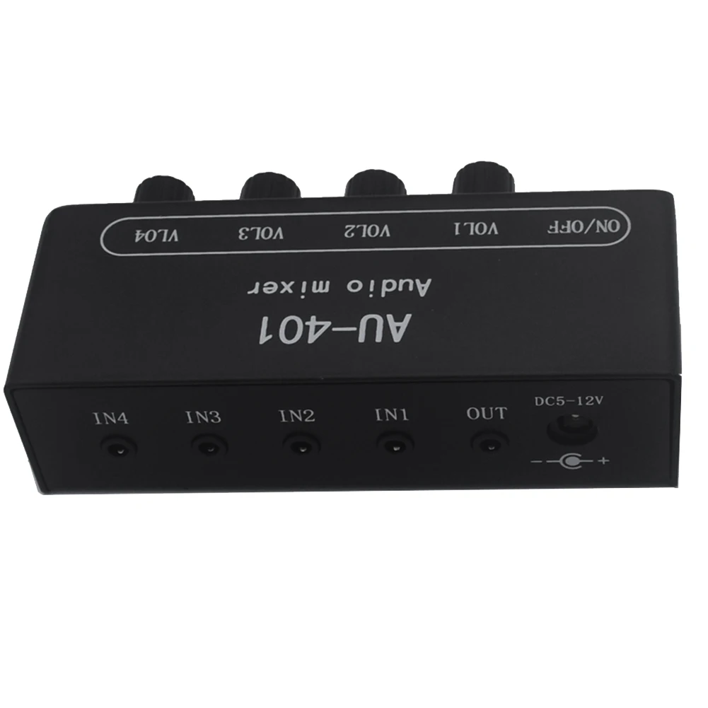 Multi-Source AU-401 DC 5V-12 Stereo Audio Mixer 4 Vstup 1 Výstup Individuálne Ovládanie Dosky Zvuk Bez Kábla . ' - ' . 3