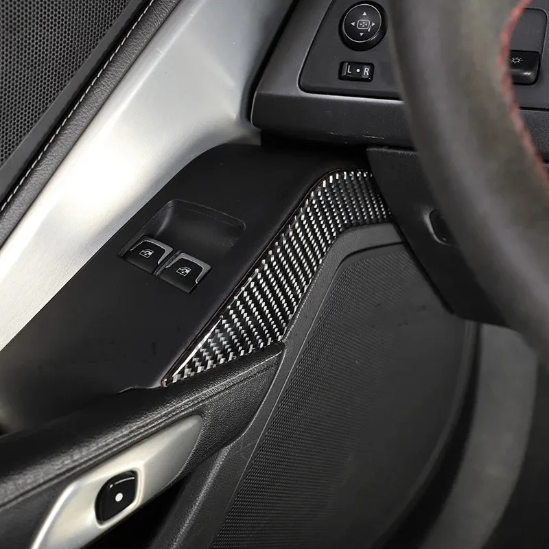 Mäkké Uhlíkových Vlákien Štýl Vodiča bočné dvere, lakťová opierka panel Dekoratívne Nálepky Pre Chevrolet bol interiér C7 2014-2019 Autor Accessorie . ' - ' . 1