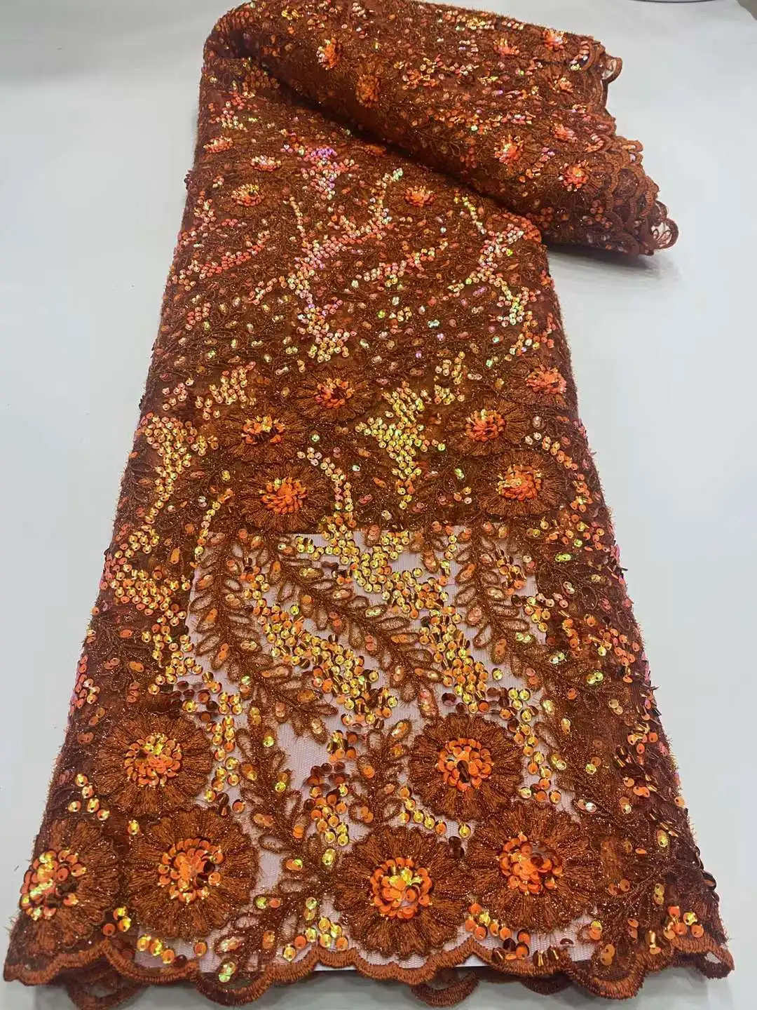 najnovšie Afriky tylu fialová sequin Čipky textílie 5yards 2023 Vysokej kvality Nigérijský francúzskej čipky textílie stitched na svadbu časť . ' - ' . 1