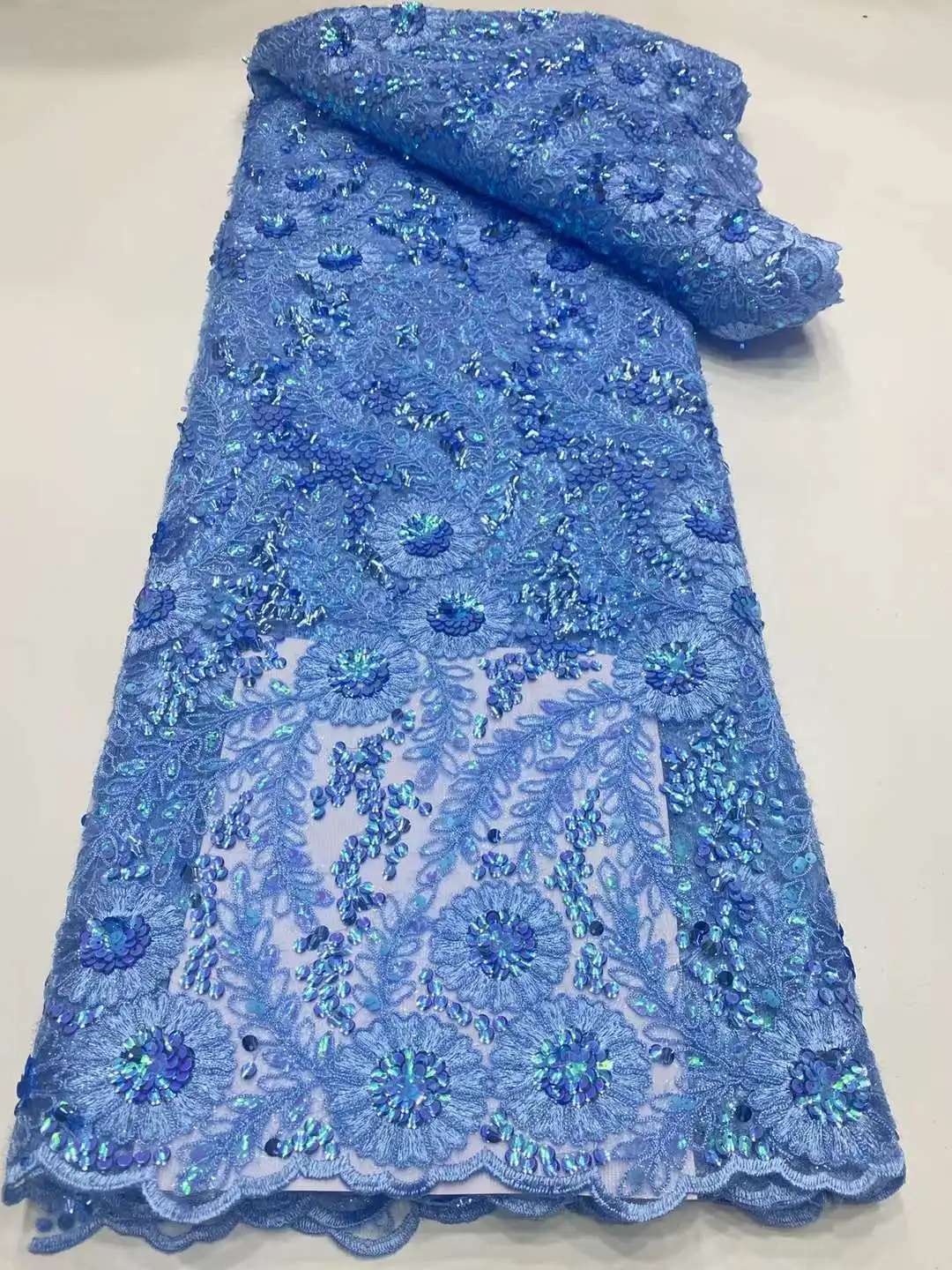 najnovšie Afriky tylu fialová sequin Čipky textílie 5yards 2023 Vysokej kvality Nigérijský francúzskej čipky textílie stitched na svadbu časť . ' - ' . 3