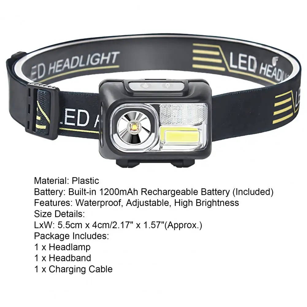 Nastaviteľné predné svetlo Nabíjateľná Inteligentný Senzor Vonkajší so Systémom Svetlometu Vodotesný LED Noc Rybárske Svetlomet pre Kempovanie . ' - ' . 4