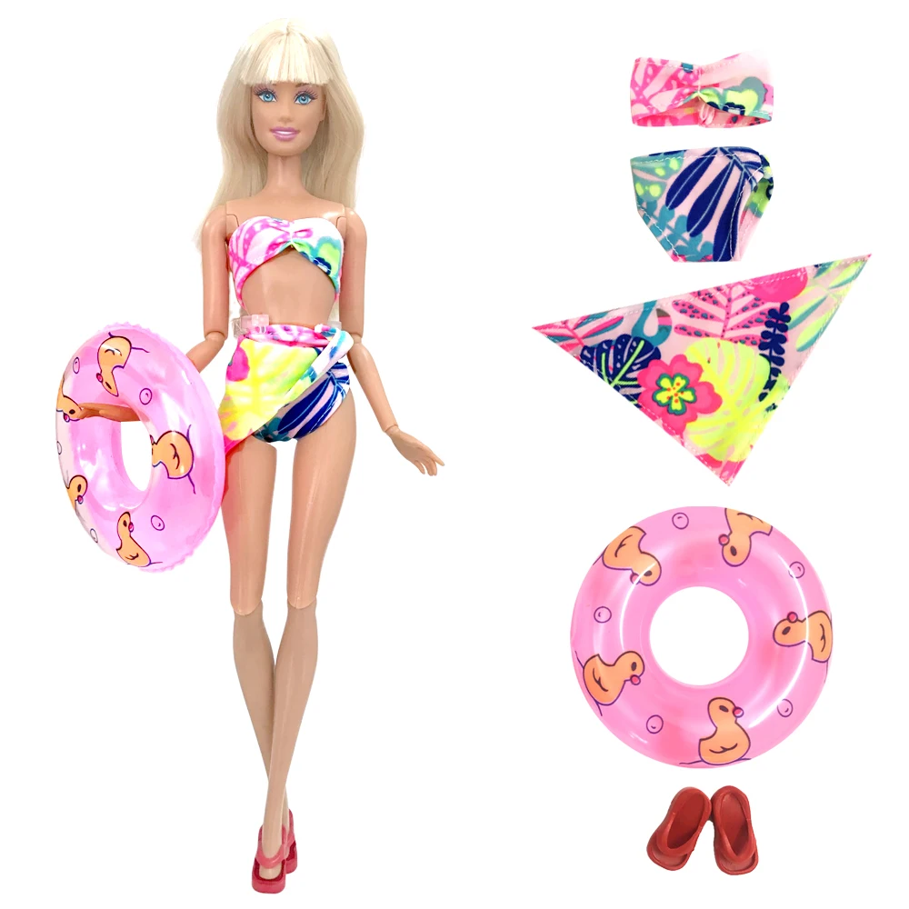 NK Úradný 3 Položky/Set Plavky Pláž Nosiť Bikiny, Plavky + Náhodne Plávať Krúžok +Topánky pre Bábiku Barbie Oblečenie, Príslušenstvo . ' - ' . 0