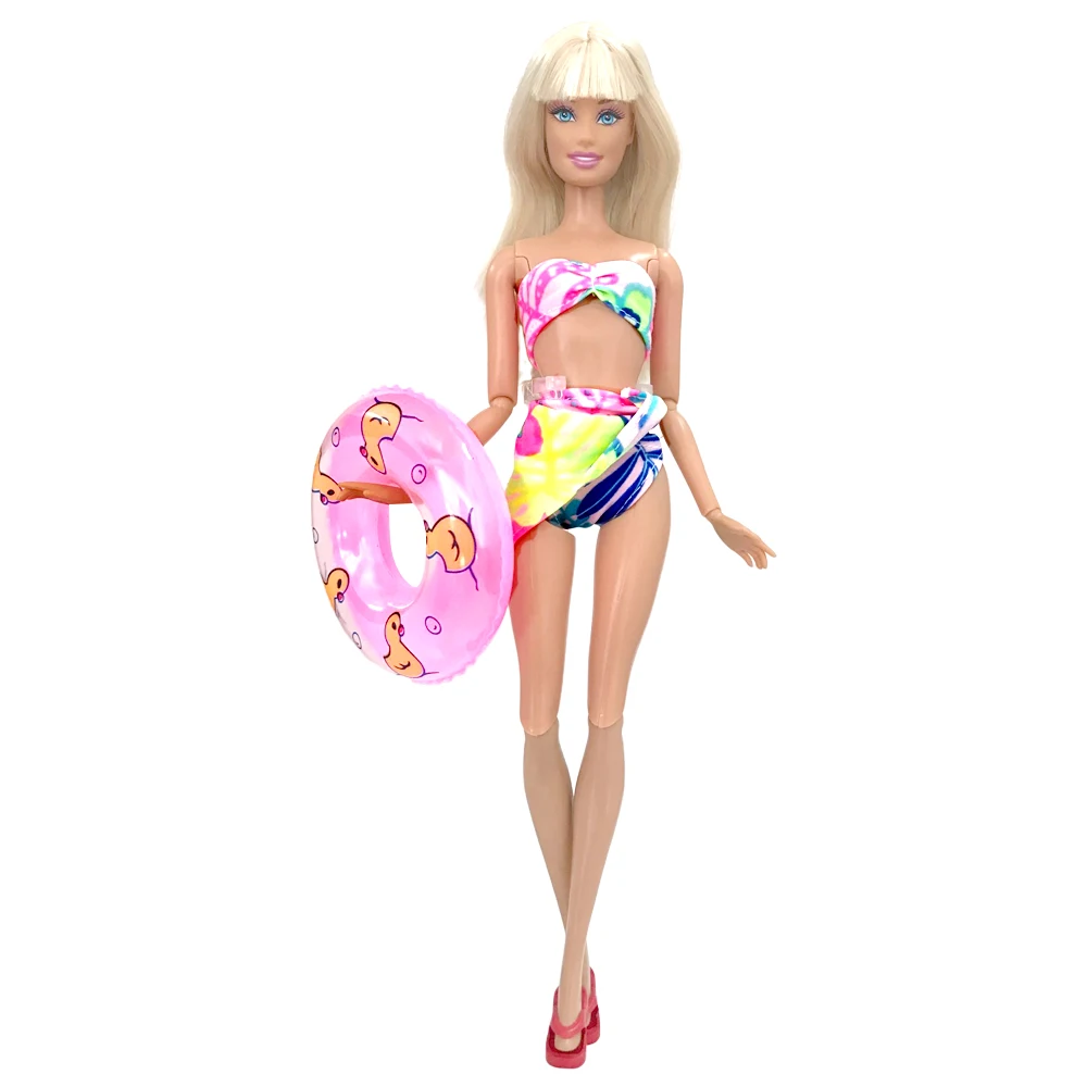 NK Úradný 3 Položky/Set Plavky Pláž Nosiť Bikiny, Plavky + Náhodne Plávať Krúžok +Topánky pre Bábiku Barbie Oblečenie, Príslušenstvo . ' - ' . 2