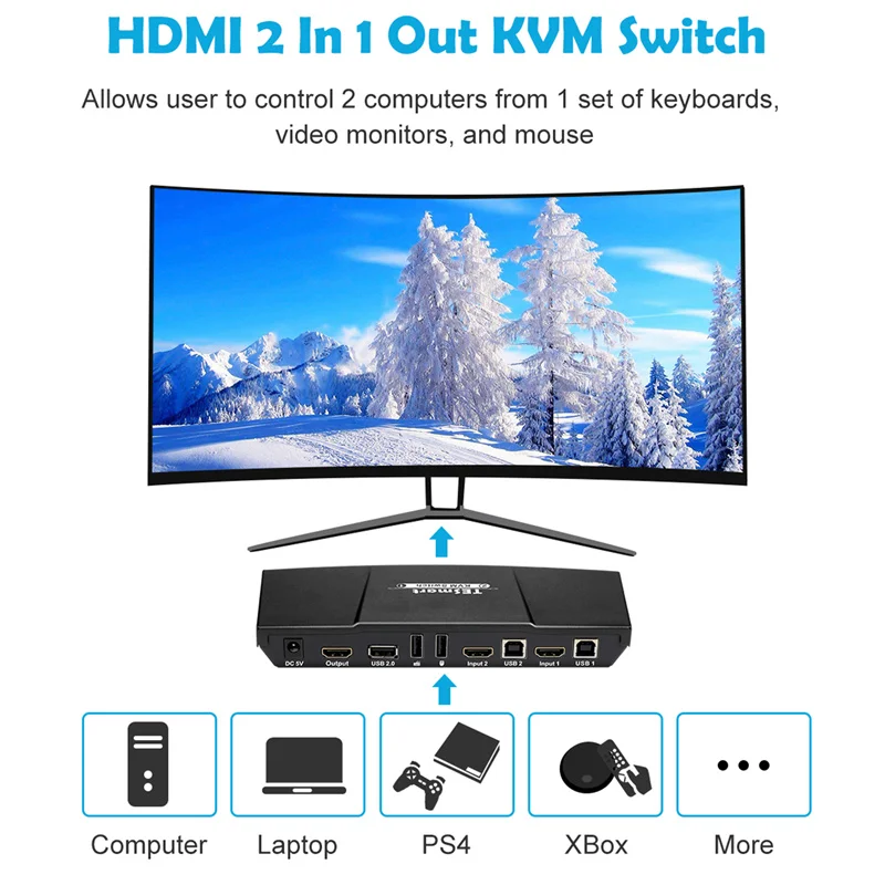 Nová Cena 4k@30hz 2 vstupné 1. výstupný Kábel HDMI KVM Prepínač USB Auto KVM Prepínač produkt . ' - ' . 5