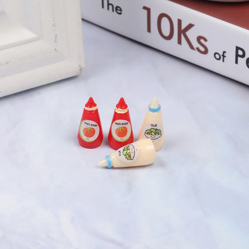 Nové 4pcs/súbor 1:12 Doll House Acessories domček pre bábiky Miniatúrne Potraviny Mini Kečup Zálievkou Imitácia Hračka . ' - ' . 4